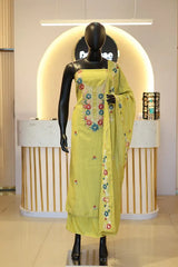 Premium Unstitched Silk Salwar Suit Material with Cut Beads & Thread Work
