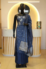 Premium Unstitched Silk Salwar Suit with Intricate Zari Weave