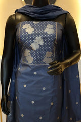 Premium Unstitched Silk Salwar Suit with Intricate Zari Weave