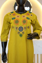 Cotton Cordset with Multicolour Thread Embroidery