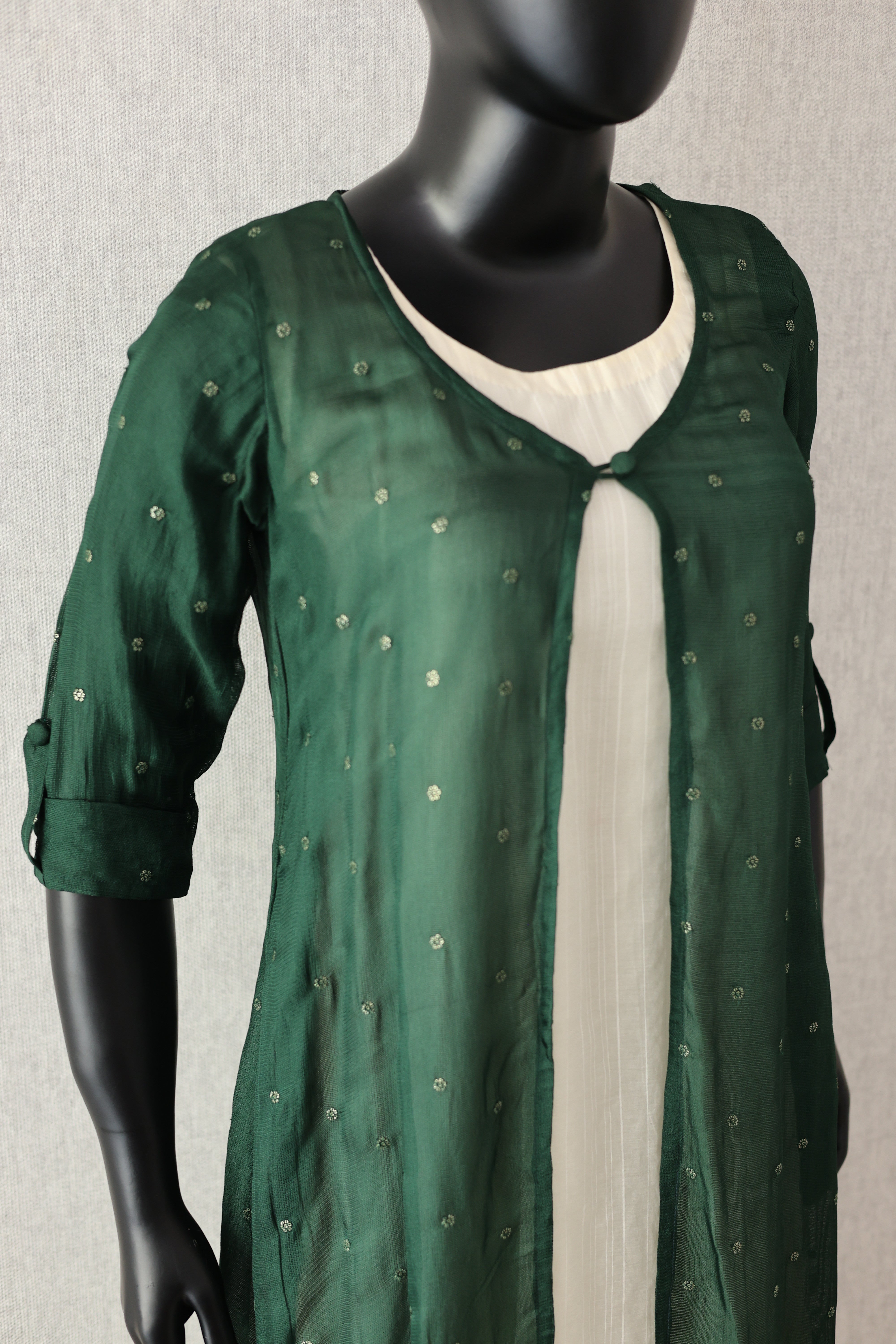 Jute buti over coat inner