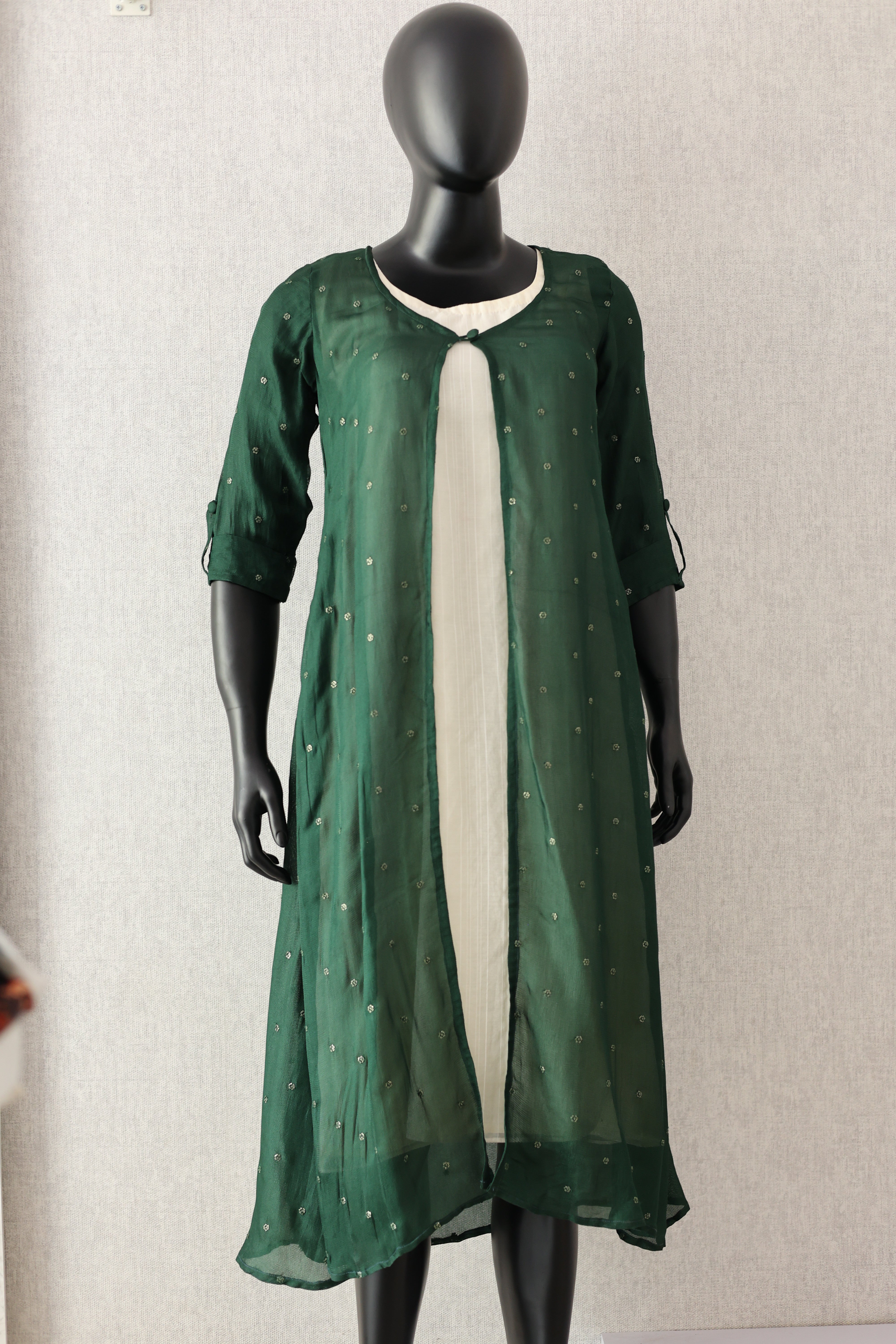 Jute buti over coat inner