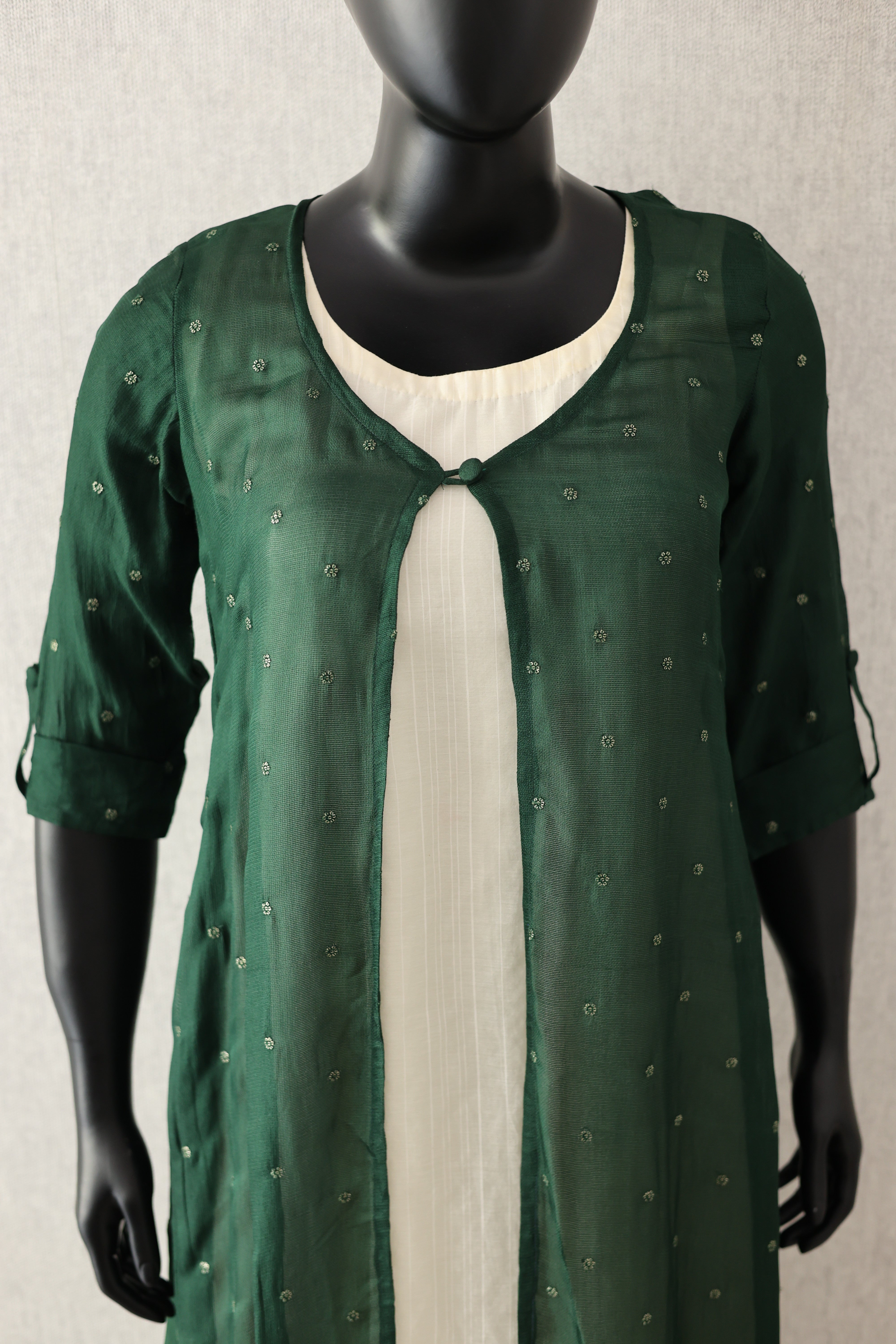 Jute buti over coat inner