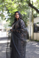 Premium Floral Printed Rayon Anarkali Suit with Organza Dupatta, Jerry Thread & Sequin Embroidery, Scallop Lace Detailing