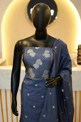 Premium Unstitched Silk Salwar Suit with Intricate Zari Weave