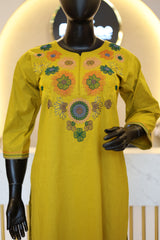 Cotton Cordset with Multicolour Thread Embroidery