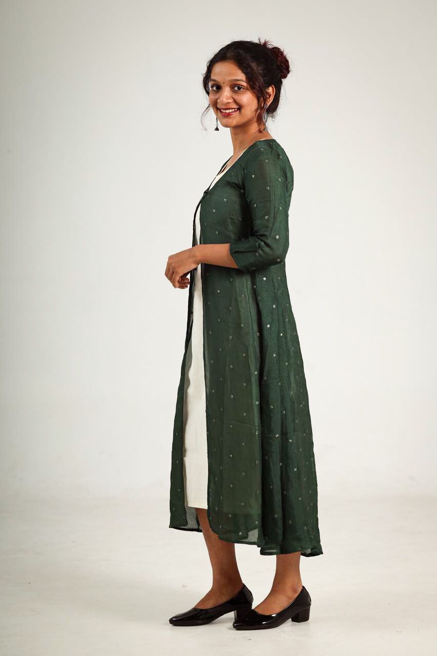 Jute buti over coat inner