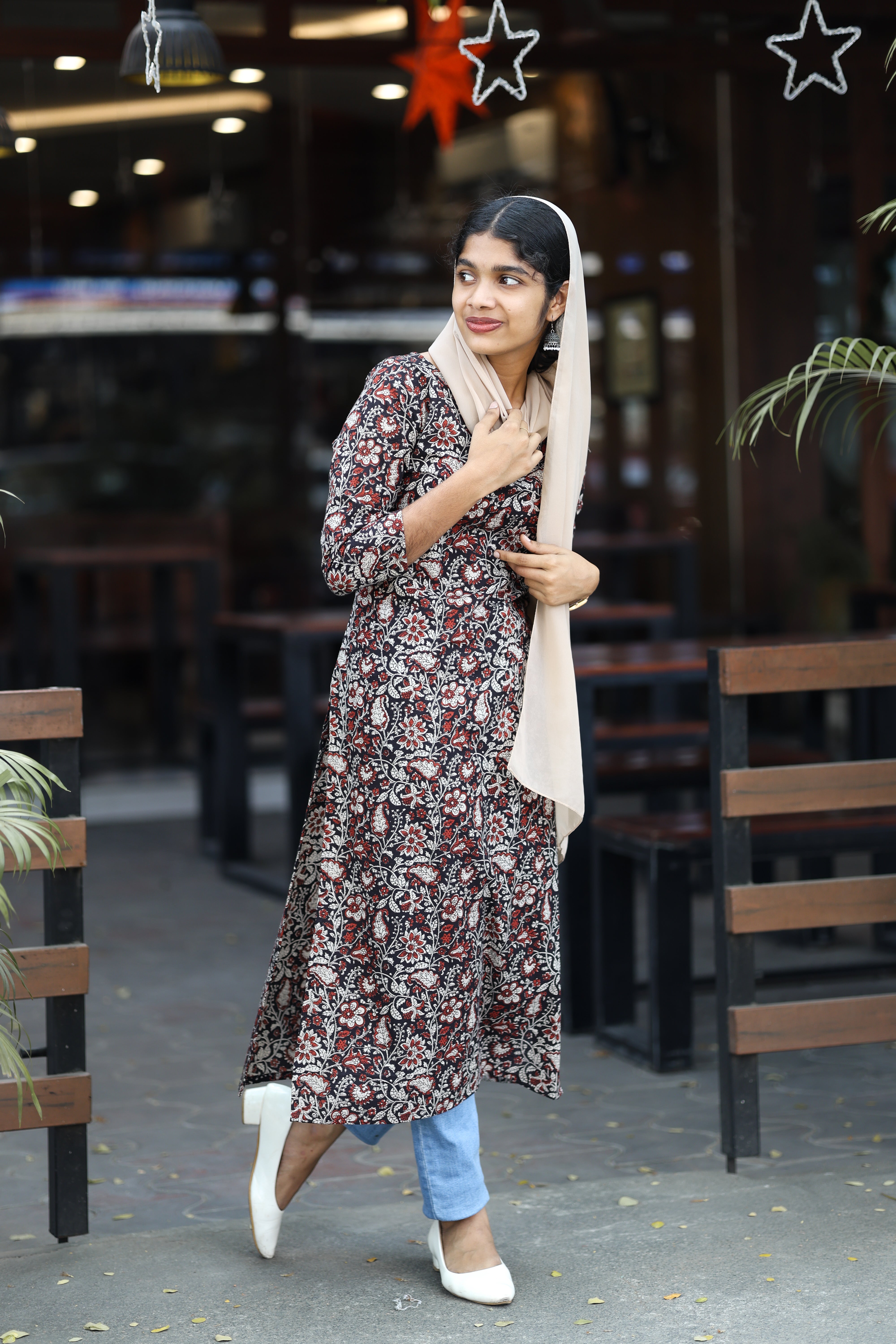 Bagru print slited kurthi