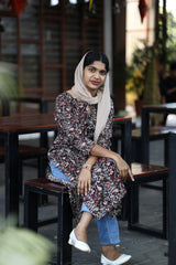 Bagru print slited kurthi