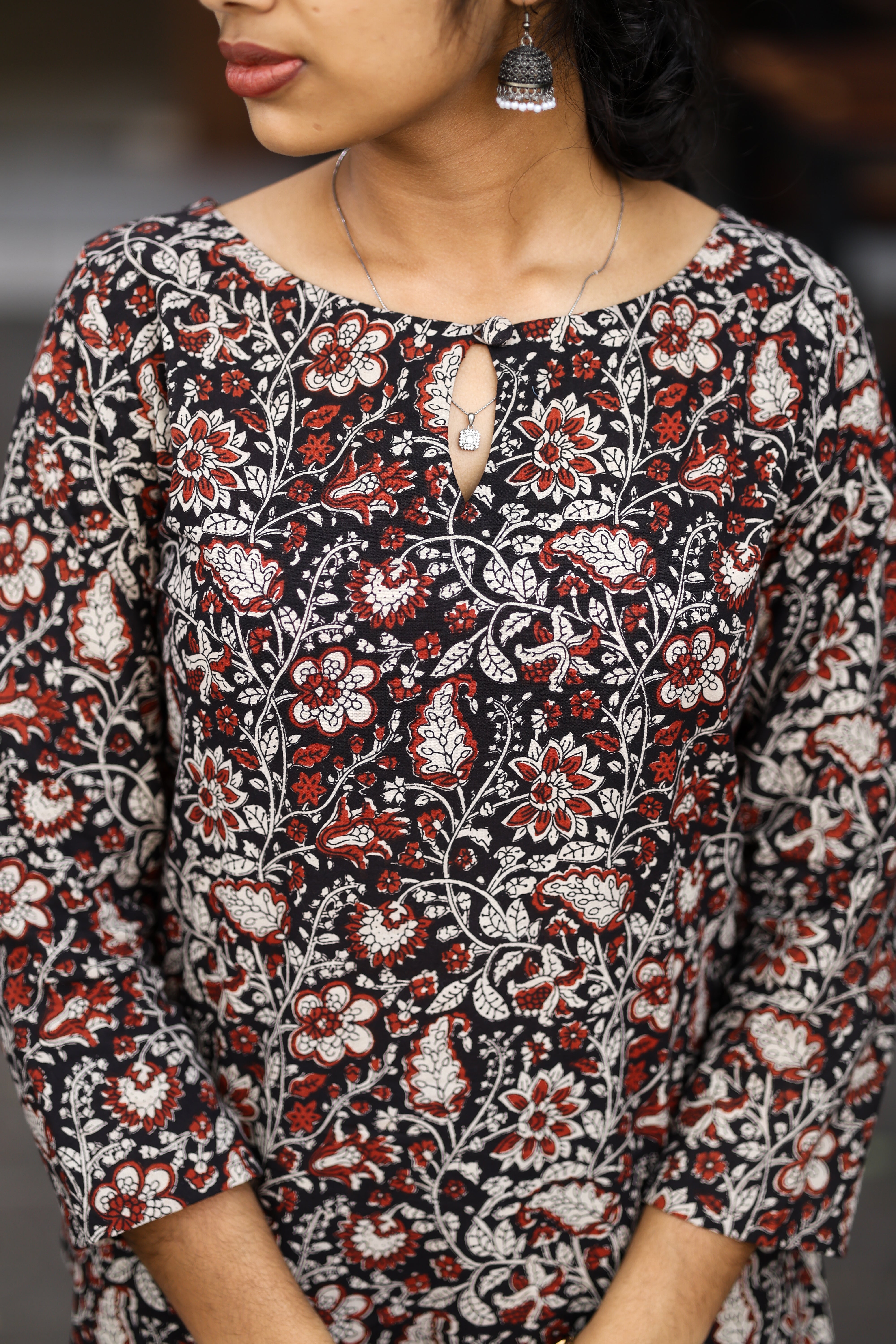 Bagru print slited kurthi