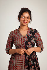 A-line side pleated kurthi